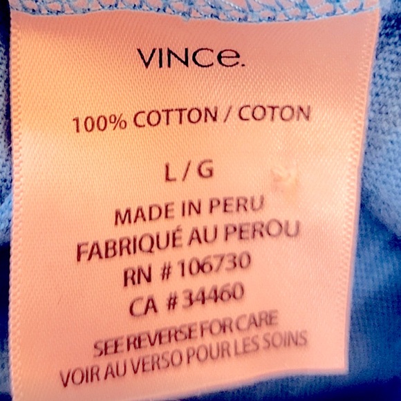 Vince Men's Polo Classic Slub Cotton Turquoise Blue Size Large Made in Peru - Picture 3 of 4